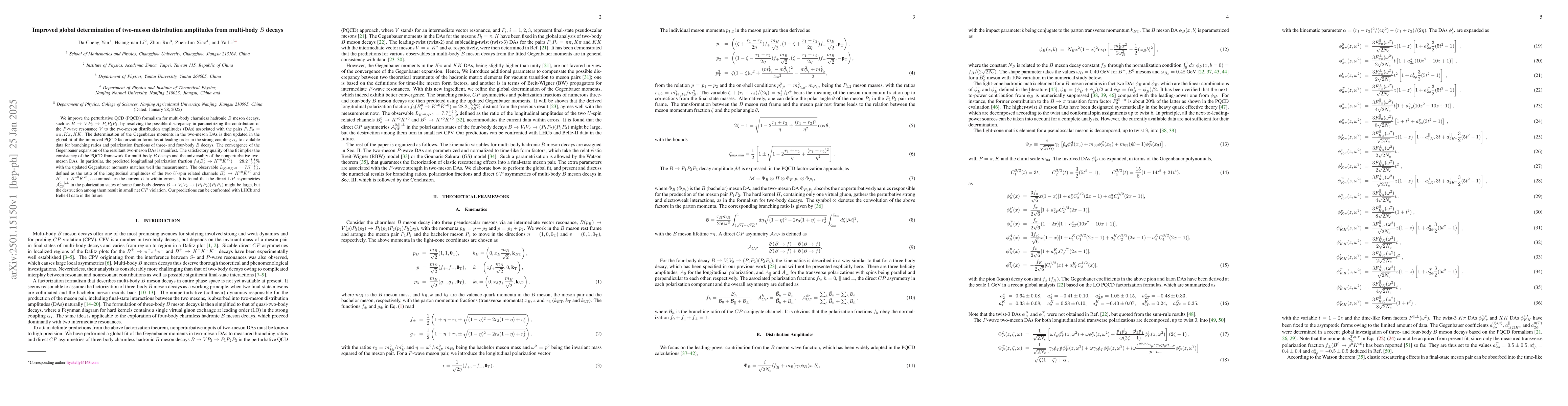 Thumbnail for Improved global determination of two-meson distribution amplitudes from
  multi-body $B$ decays