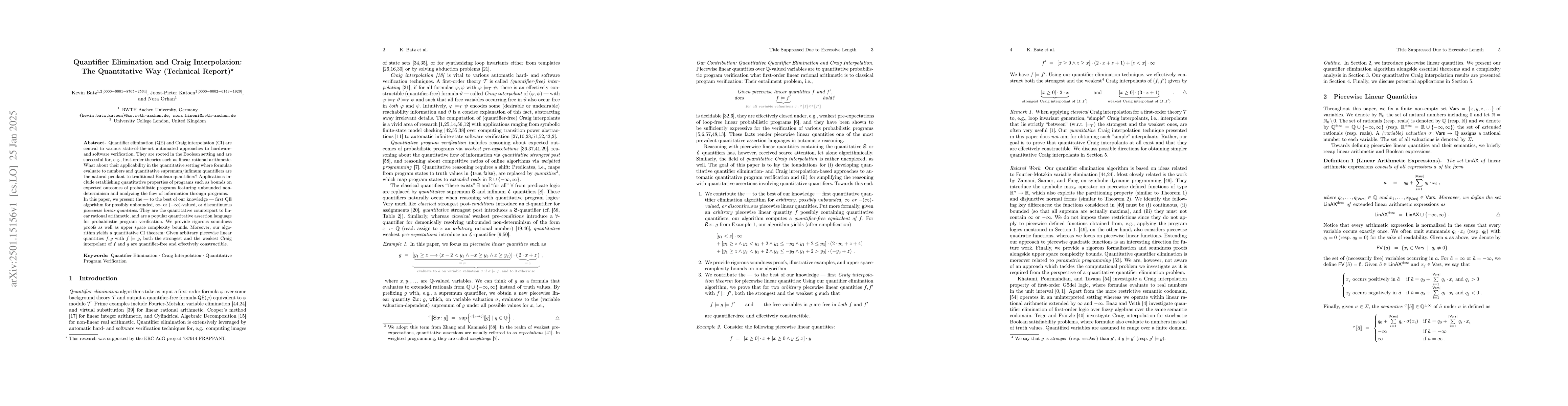 Thumbnail for Quantifier Elimination and Craig Interpolation: The Quantitative Way
  (Technical Report)