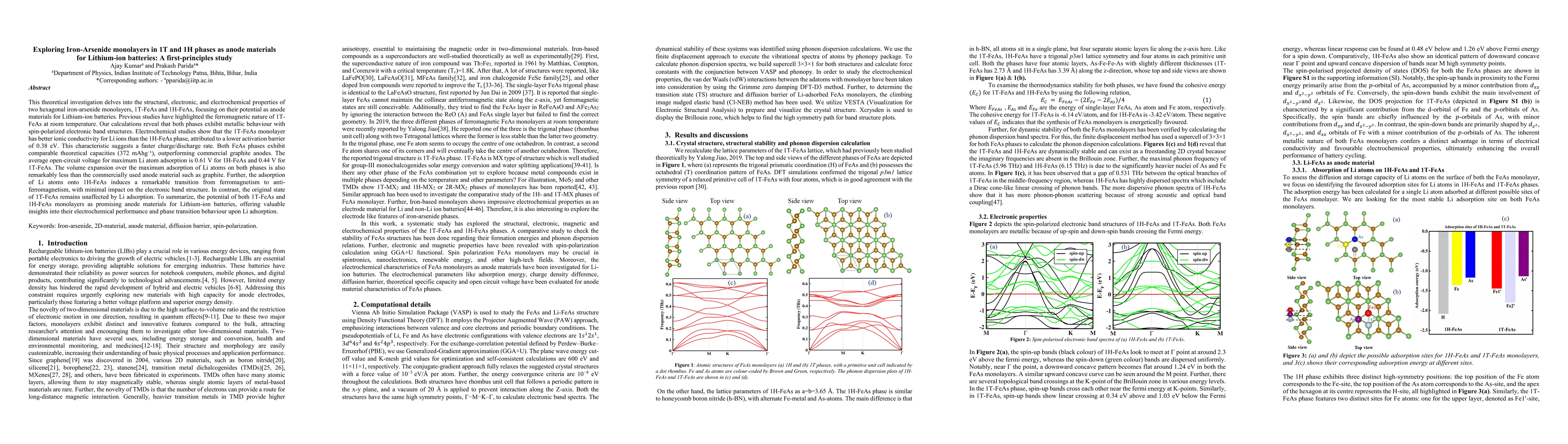 Thumbnail for Iron-Arsenide monolayer as an anode materials for Lithium-ion batteries:
  A first-principles study