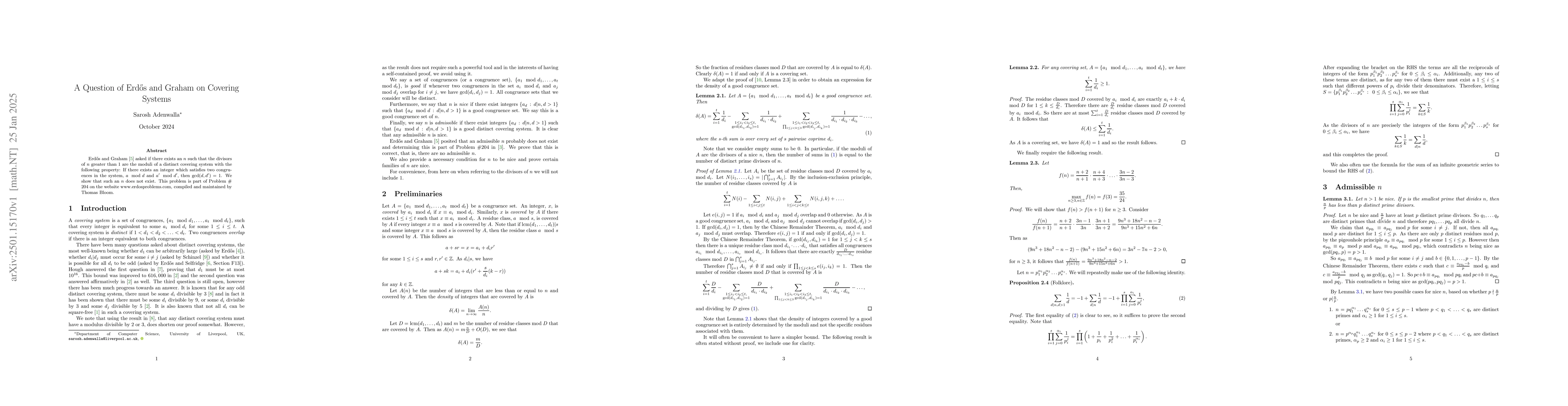 Thumbnail for A Question of Erdős and Graham on Covering Systems