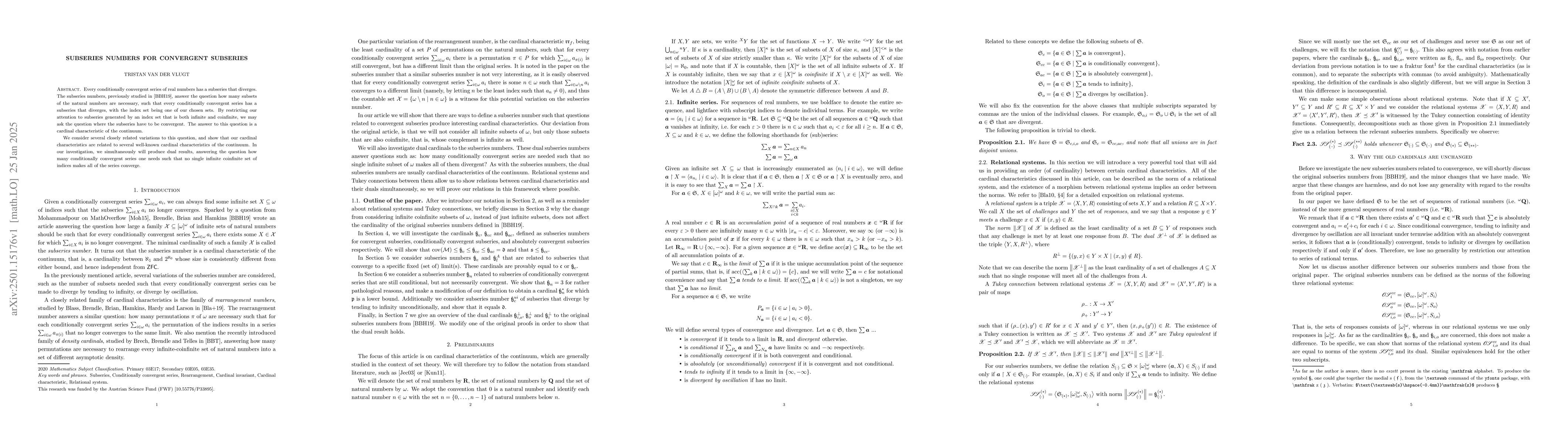 Thumbnail for Subseries Numbers for Convergent Subseries