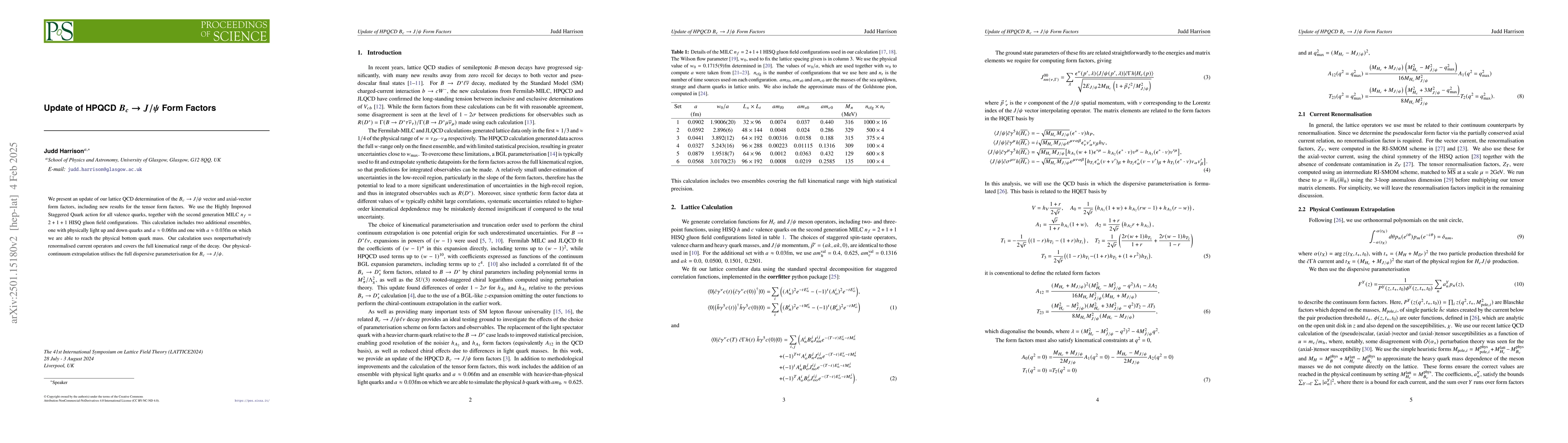 Thumbnail for Update of HPQCD $B_c\to J/ψ$ Form Factors