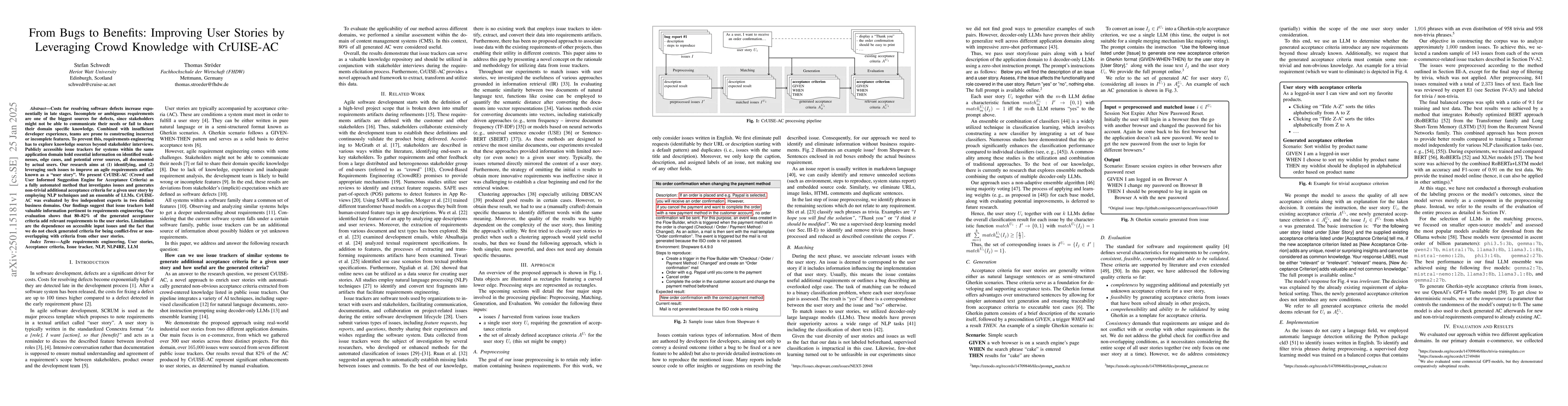 Thumbnail for From Bugs to Benefits: Improving User Stories by Leveraging Crowd
  Knowledge with CrUISE-AC