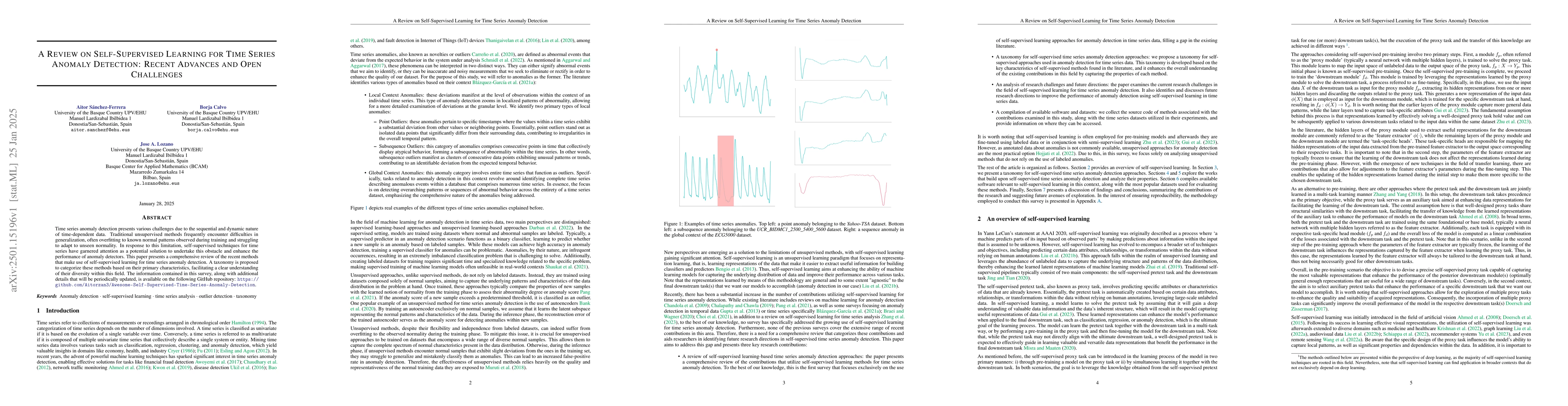 Thumbnail for A Review on Self-Supervised Learning for Time Series Anomaly Detection:
  Recent Advances and Open Challenges