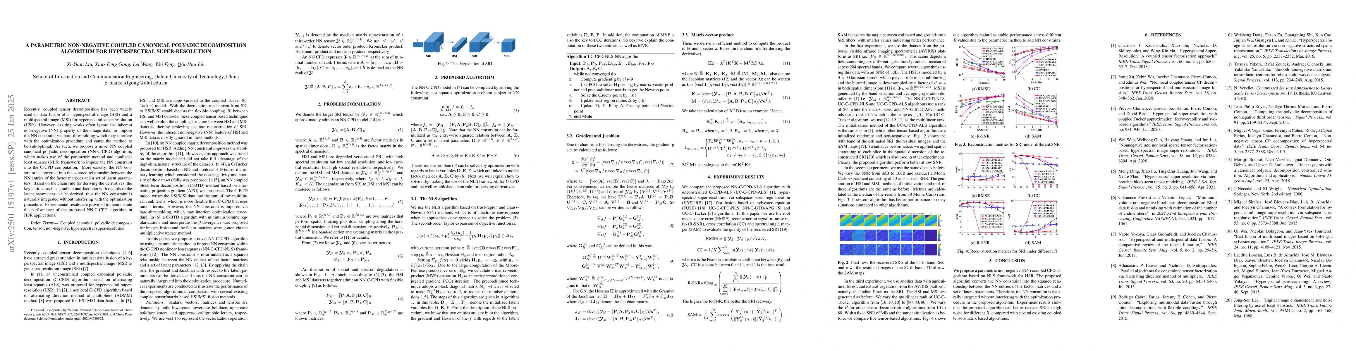 Thumbnail for A parametric non-negative coupled canonical polyadic decomposition
  algorithm for hyperspectral super-resolution