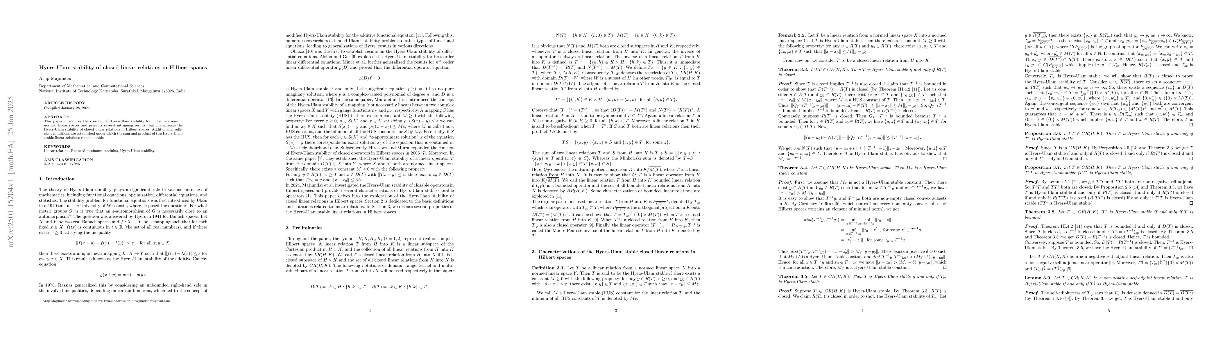 Thumbnail for Hyers-Ulam stability of closed linear relations in Hilbert spaces