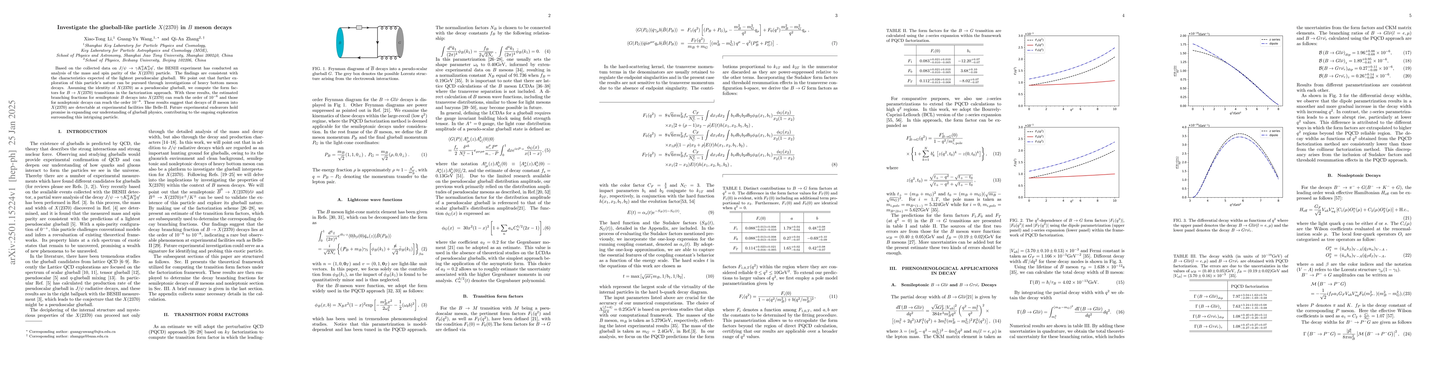 Thumbnail for Investigate the glueball-like particle $X(2370)$ in $B$ meson decays