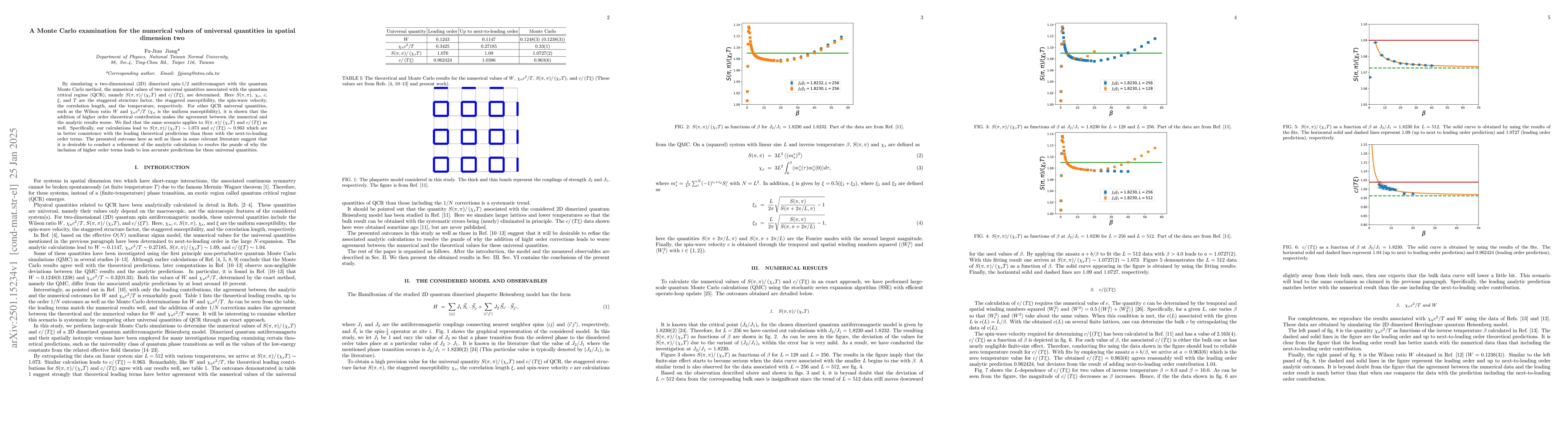 Thumbnail for A Monte Carlo examination for the numerical values of universal
  quantities in spatial dimension two