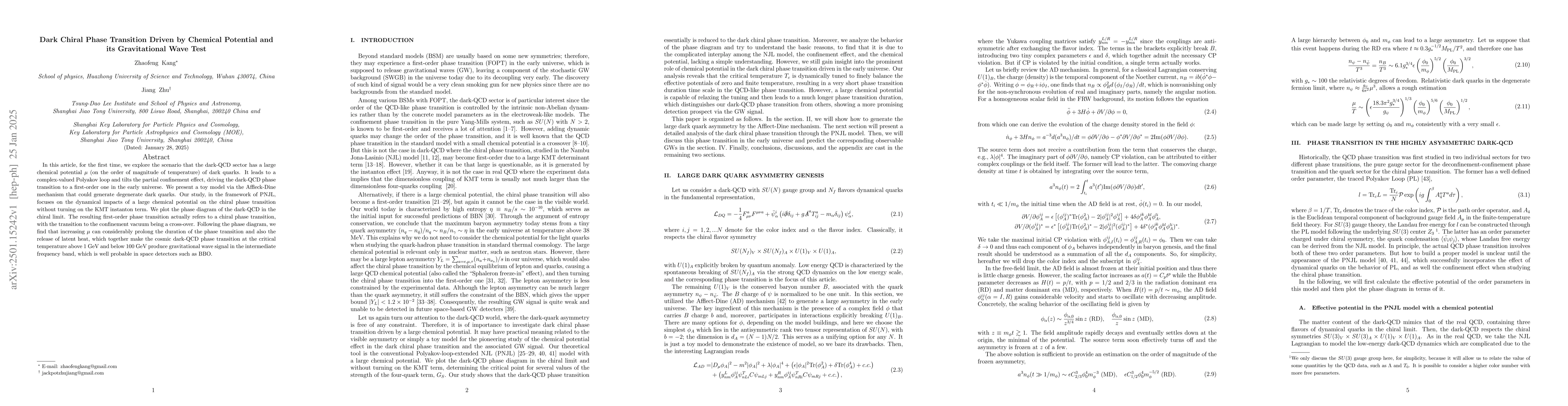 Thumbnail for Dark Chiral Phase Transition Driven by Chemical Potential and its
  Gravitational Wave Test