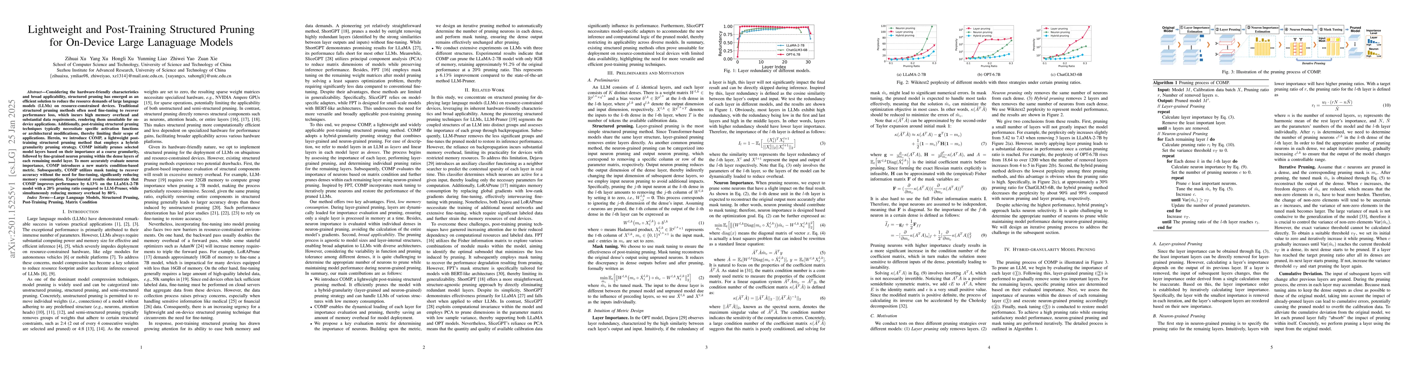 Thumbnail for Lightweight and Post-Training Structured Pruning for On-Device Large
  Lanaguage Models
