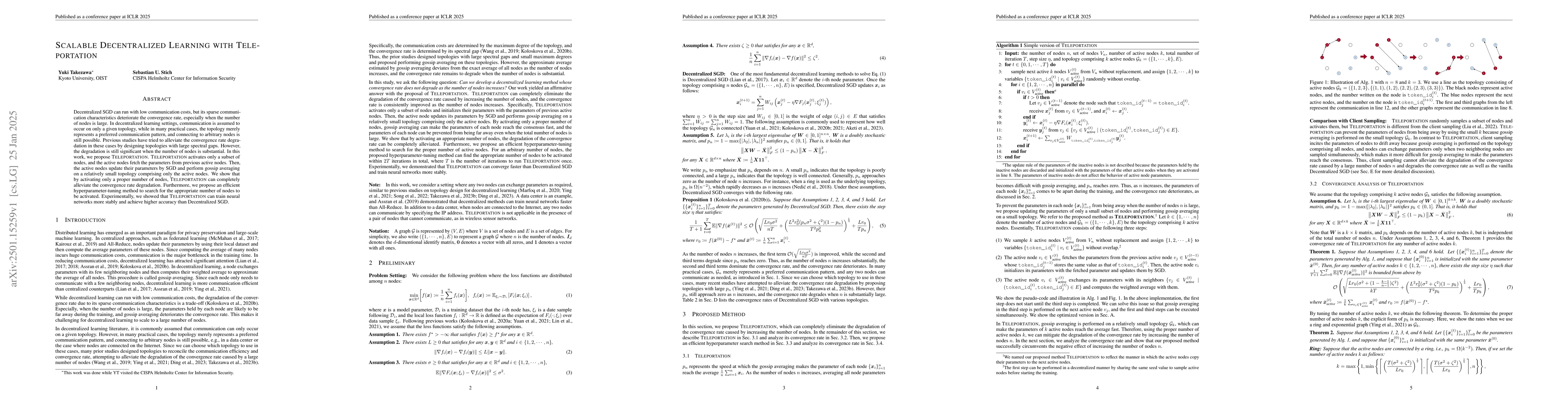 Thumbnail for Scalable Decentralized Learning with Teleportation