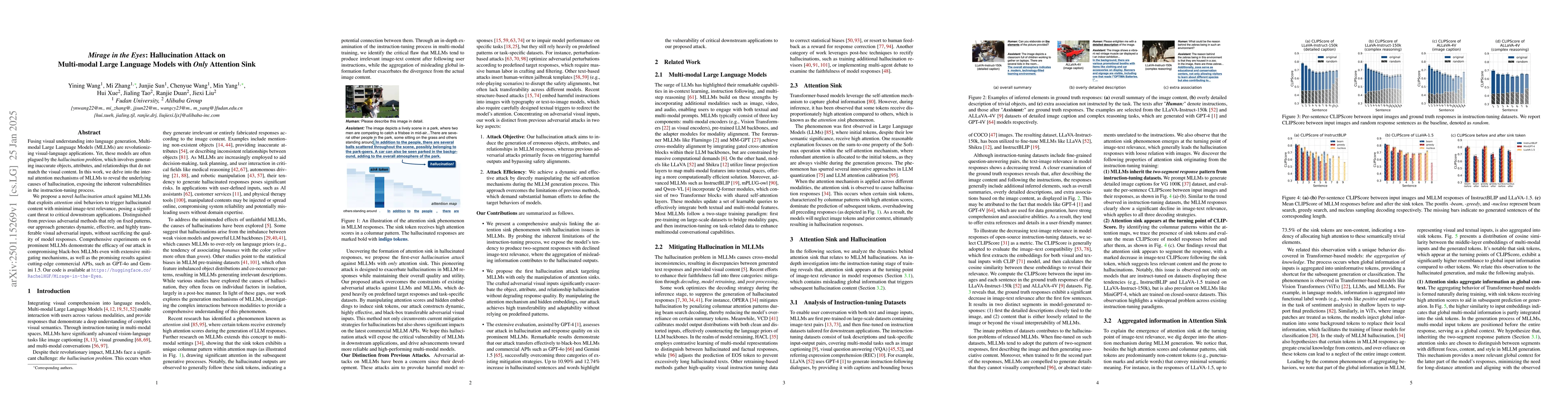 Thumbnail for Mirage in the Eyes: Hallucination Attack on Multi-modal Large Language
  Models with Only Attention Sink