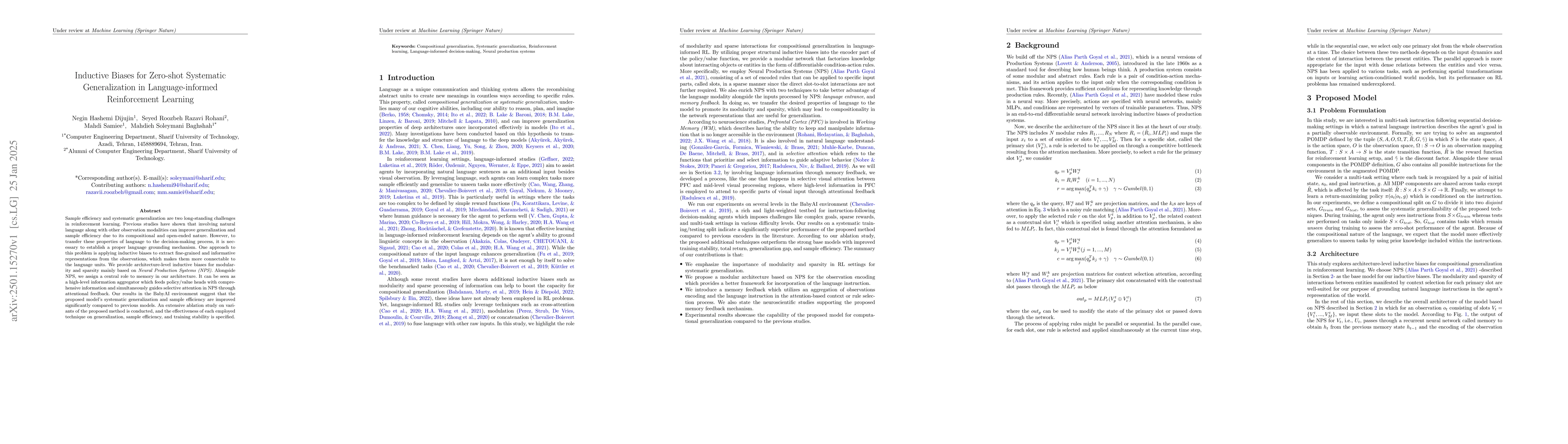 Thumbnail for Inductive Biases for Zero-shot Systematic Generalization in
  Language-informed Reinforcement Learning