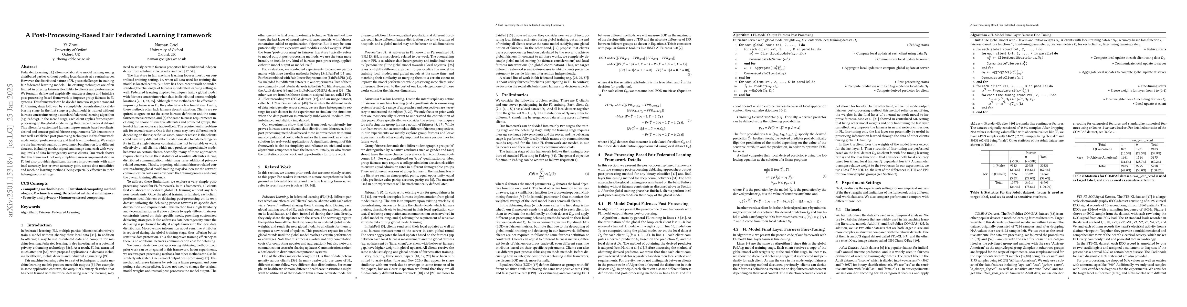 Thumbnail for A Post-Processing-Based Fair Federated Learning Framework