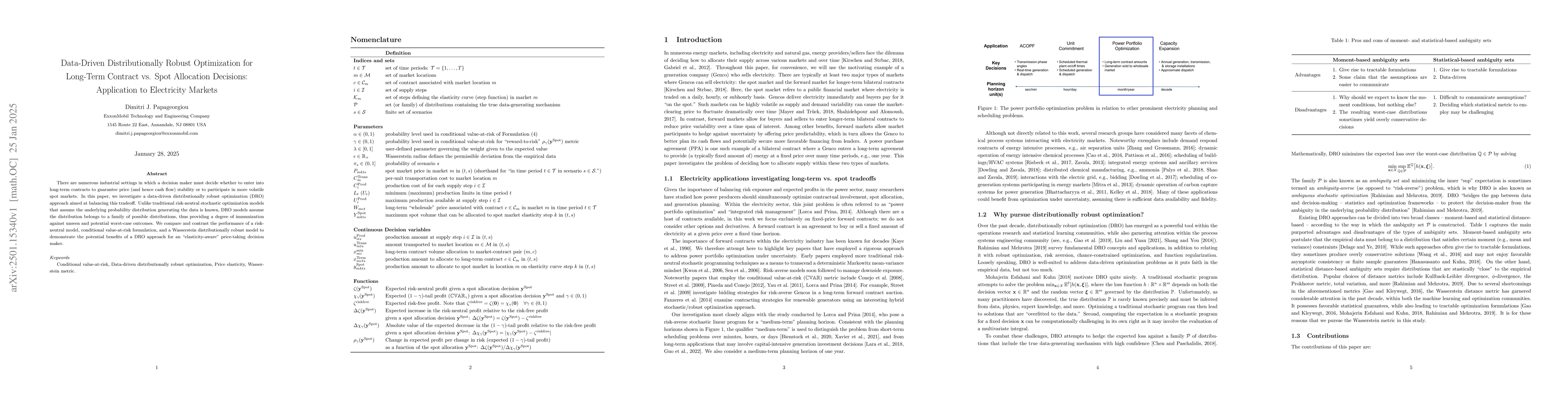 Thumbnail for Data-Driven Distributionally Robust Optimization for Long-Term Contract
  vs. Spot Allocation Decisions: Application to Electricity Markets