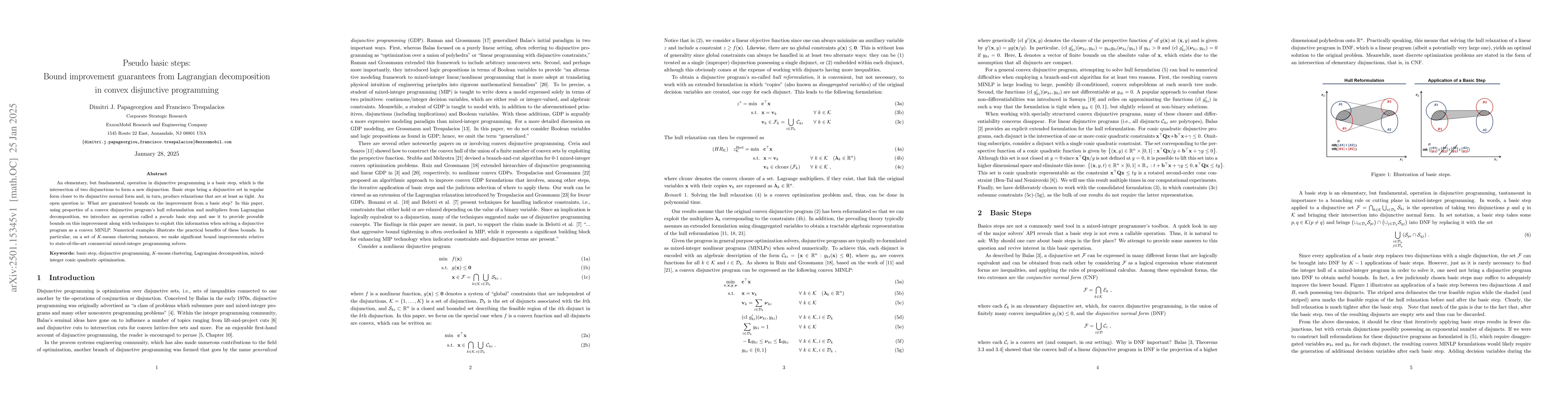 Thumbnail for Pseudo basic steps: Bound improvement guarantees from Lagrangian
  decomposition in convex disjunctive programming