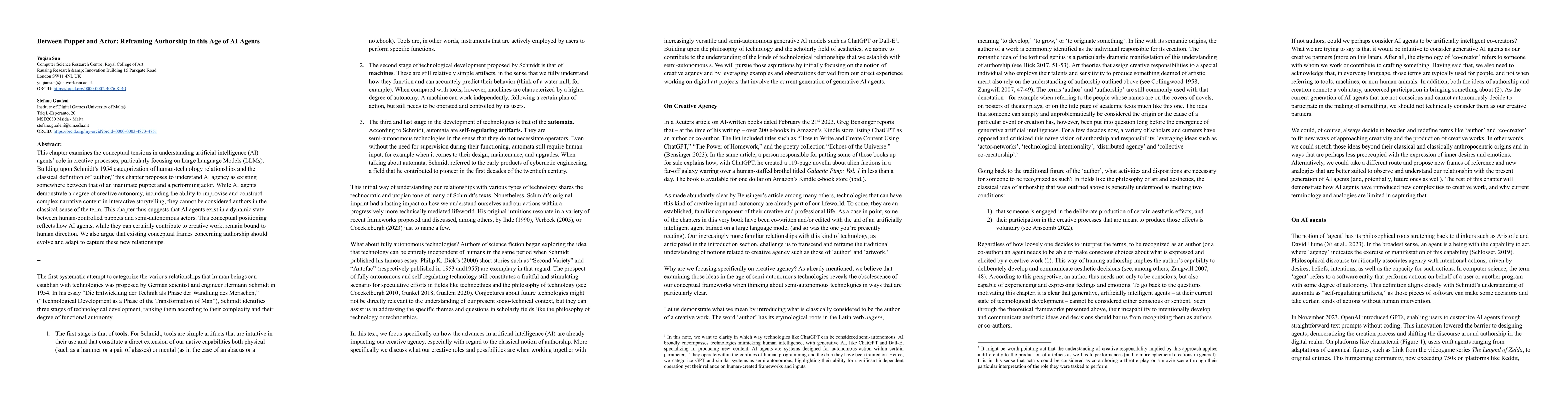 Thumbnail for Between Puppet and Actor: Reframing Authorship in this Age of AI Agents