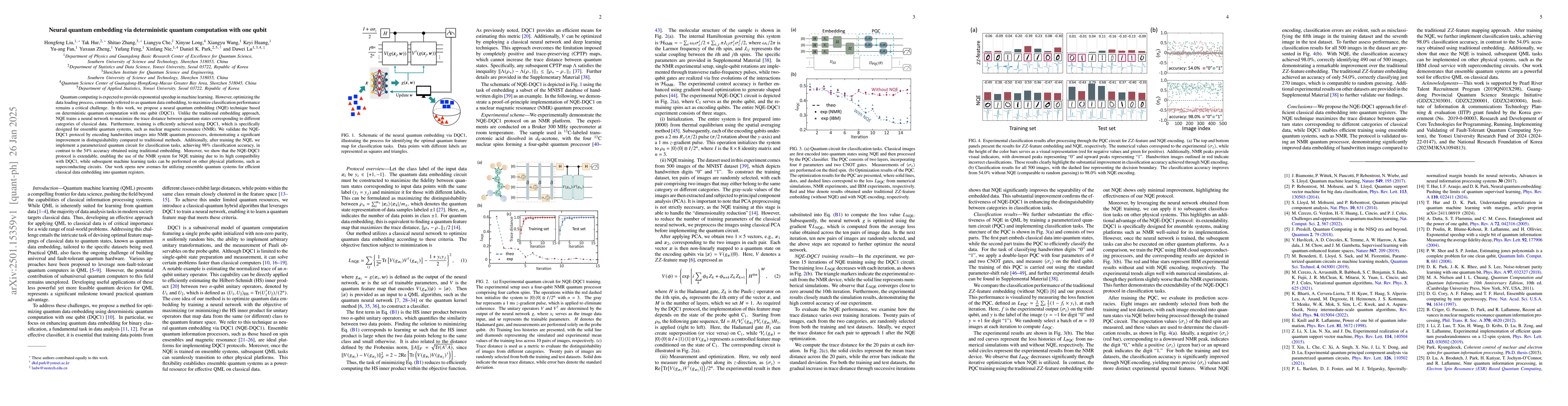 Thumbnail for Neural quantum embedding via deterministic quantum computation with one
  qubit