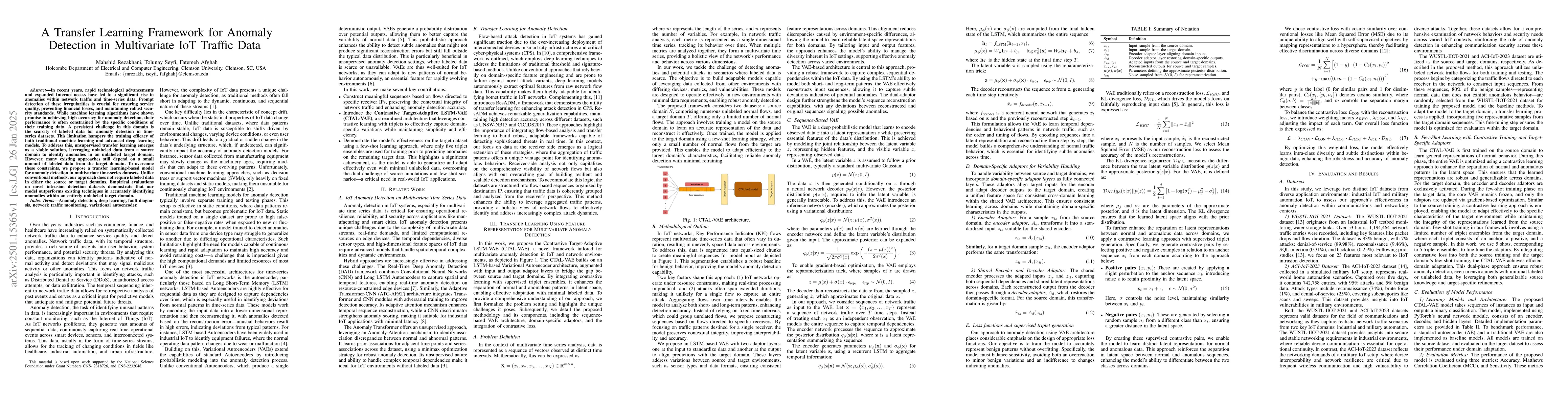 Thumbnail for A Transfer Learning Framework for Anomaly Detection in Multivariate IoT
  Traffic Data