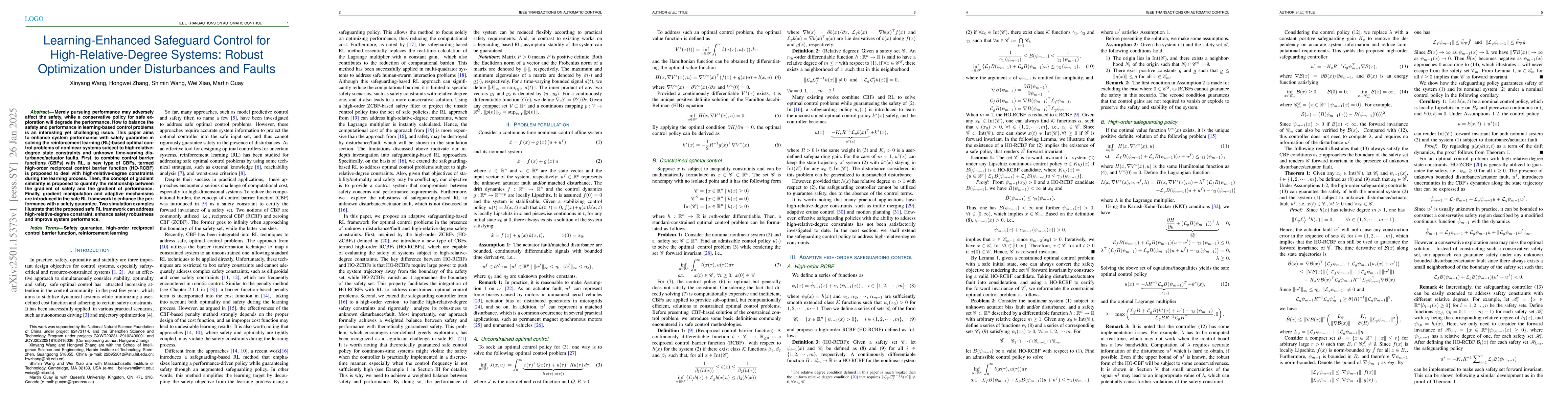 Thumbnail for Learning-Enhanced Safeguard Control for High-Relative-Degree Systems:
  Robust Optimization under Disturbances and Faults