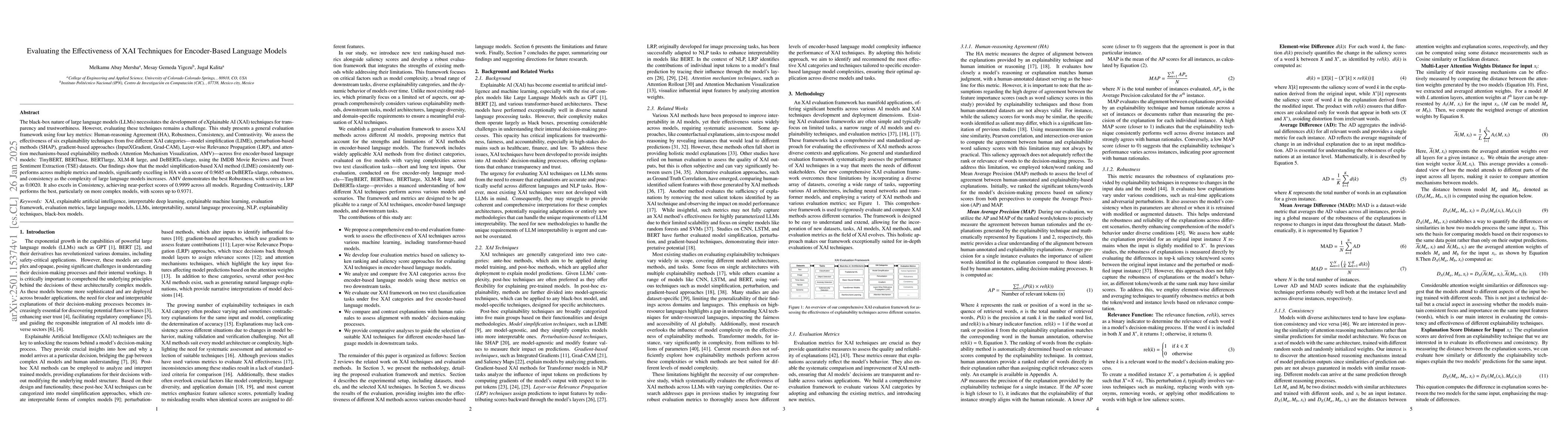 Thumbnail for Evaluating the Effectiveness of XAI Techniques for Encoder-Based
  Language Models