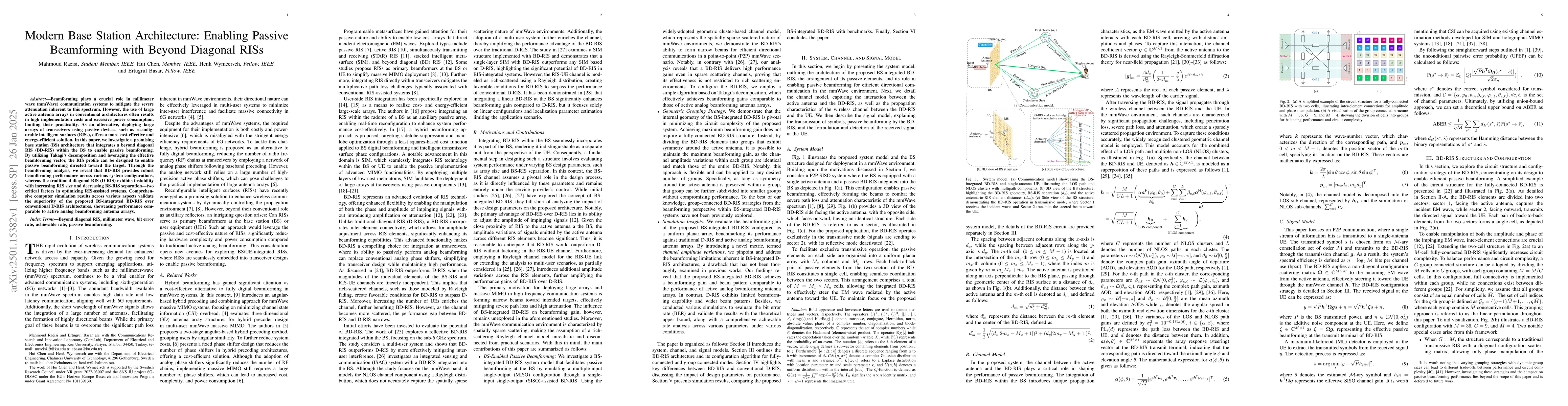 Thumbnail for Modern Base Station Architecture: Enabling Passive Beamforming with
  Beyond Diagonal RISs