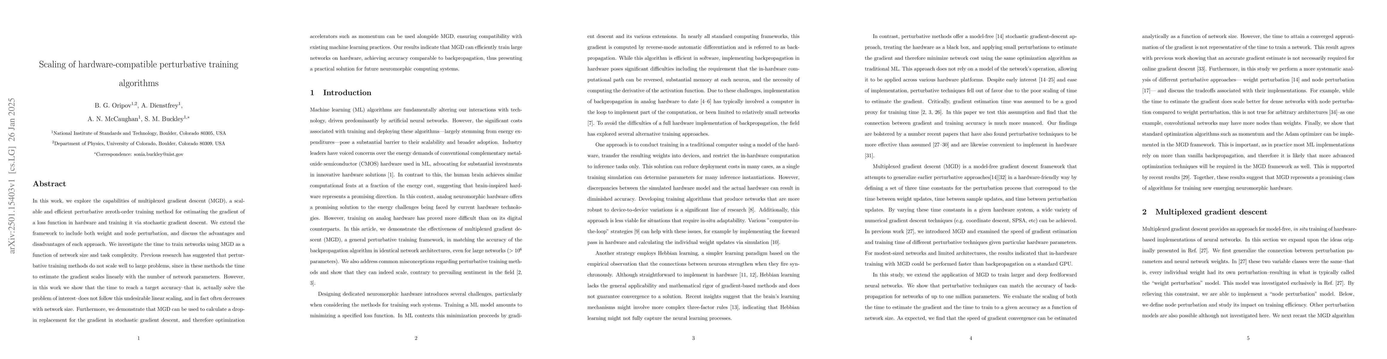 Thumbnail for Scaling of hardware-compatible perturbative training algorithms