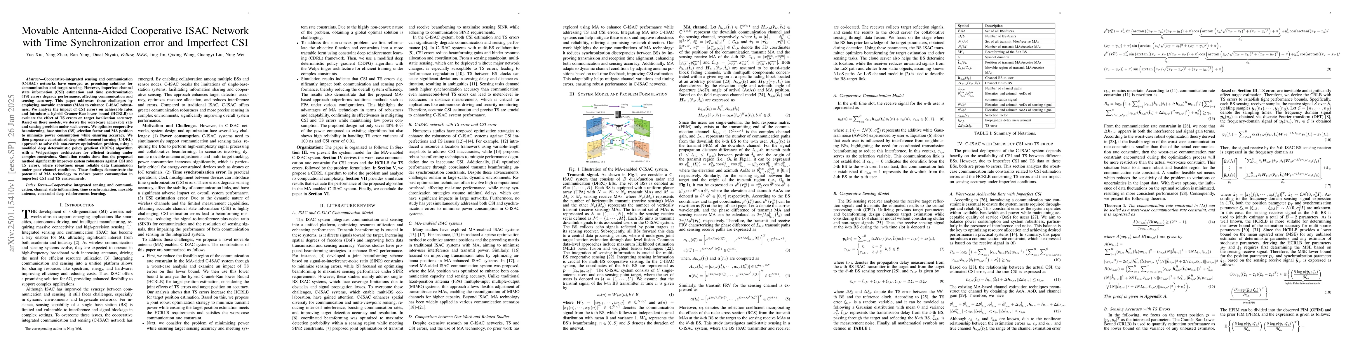 Thumbnail for Movable Antenna-Aided Cooperative ISAC Network with Time Synchronization
  error and Imperfect CSI