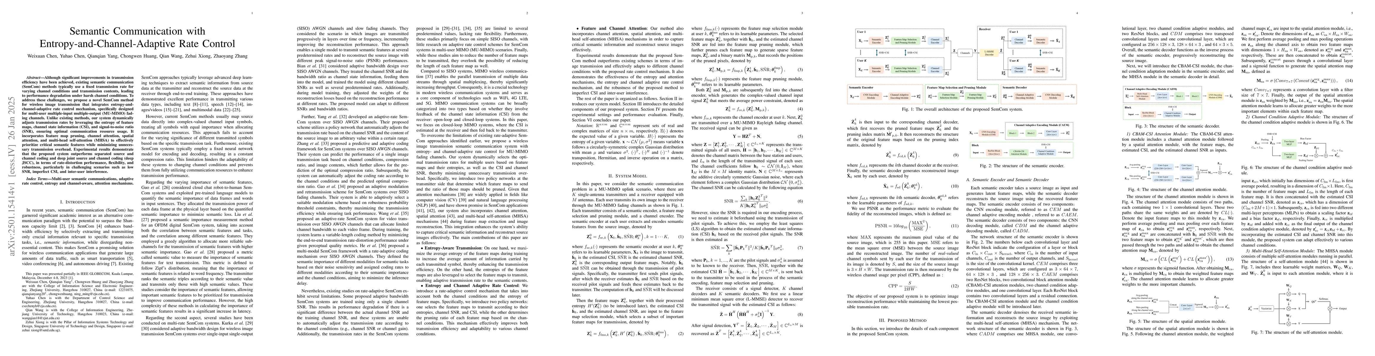 Thumbnail for Semantic Communication with Entropy-and-Channel-Adaptive Rate Control