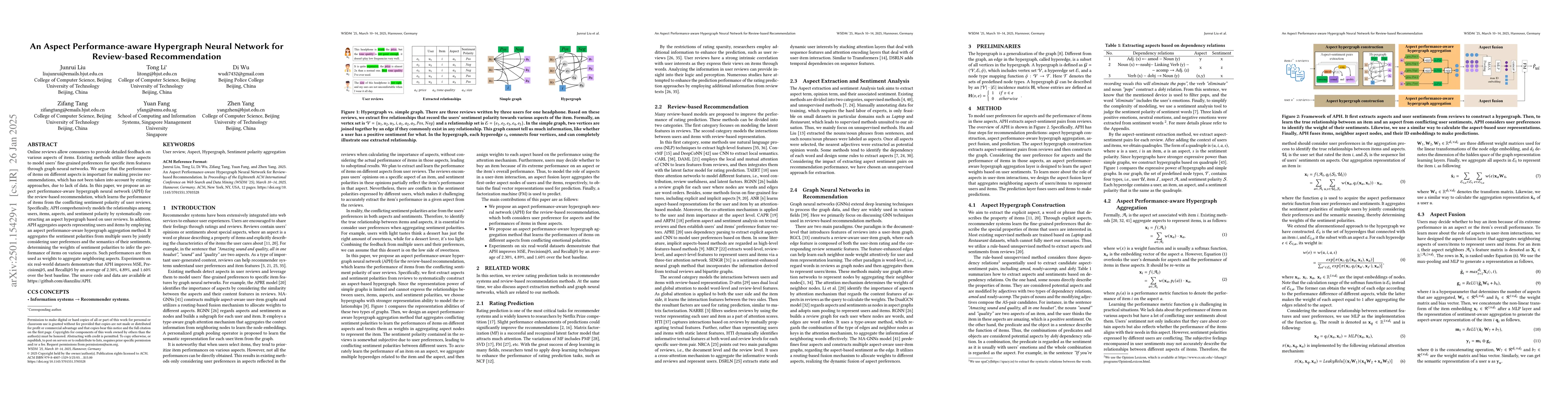 Thumbnail for An Aspect Performance-aware Hypergraph Neural Network for Review-based
  Recommendation