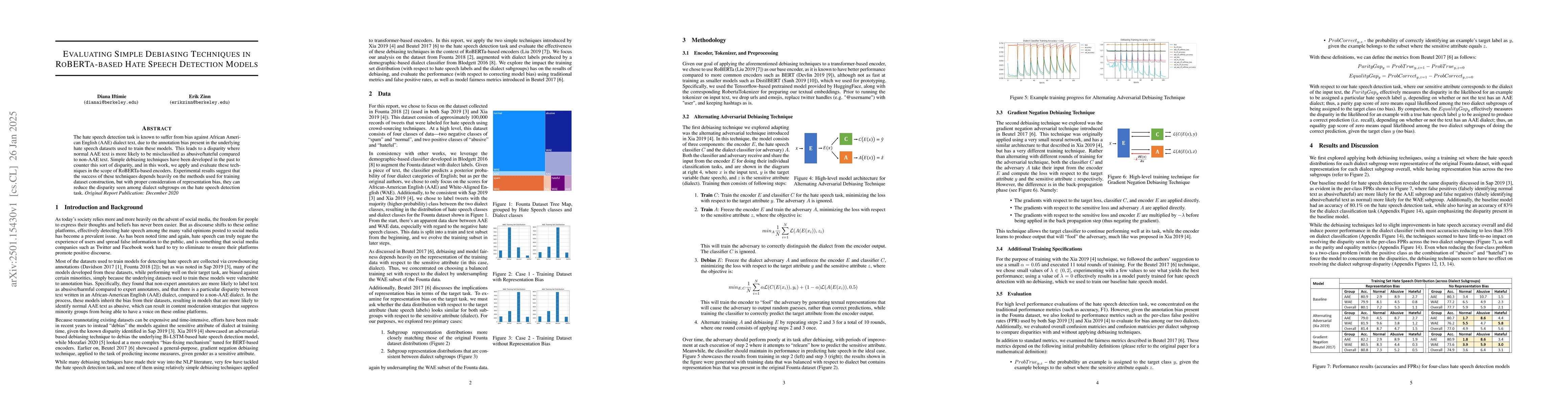 Thumbnail for Evaluating Simple Debiasing Techniques in RoBERTa-based Hate Speech
  Detection Models