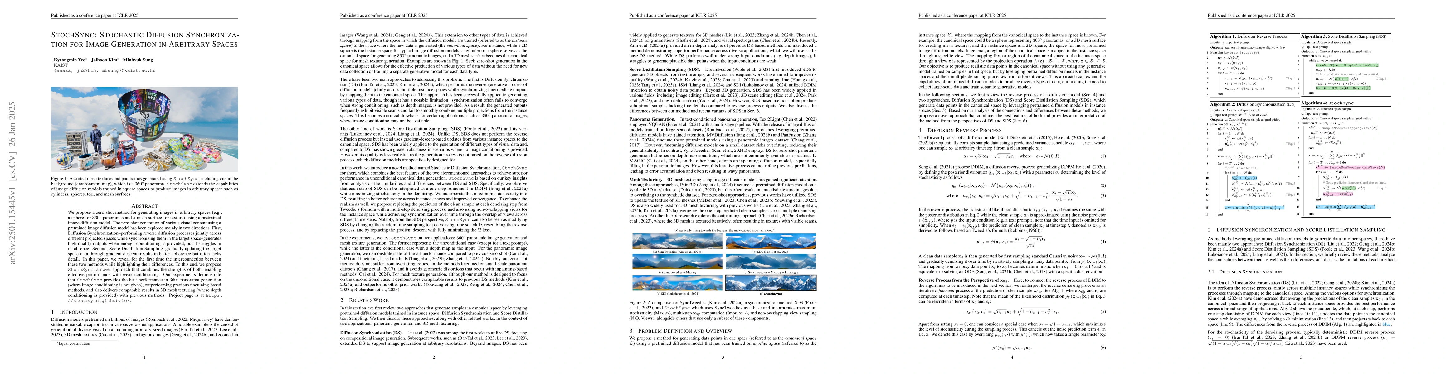 Thumbnail for StochSync: Stochastic Diffusion Synchronization for Image Generation in
  Arbitrary Spaces