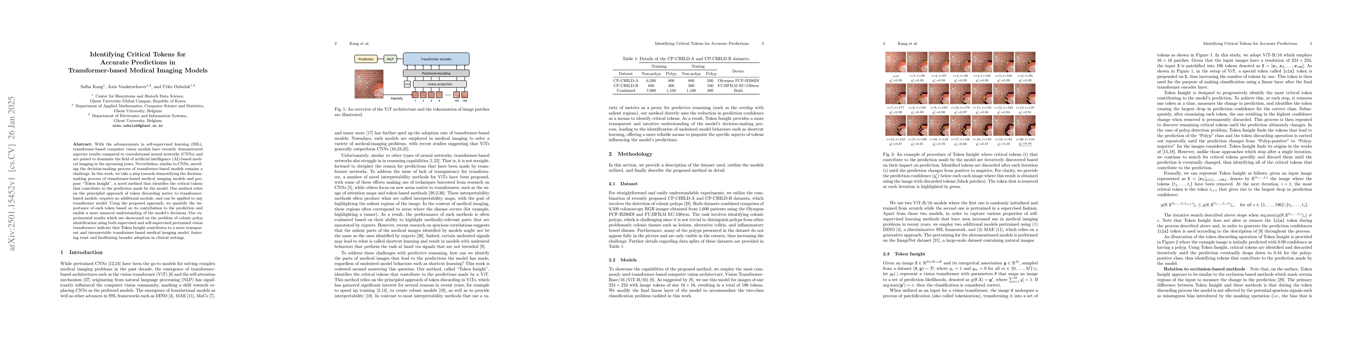Thumbnail for Identifying Critical Tokens for Accurate Predictions in
  Transformer-based Medical Imaging Models