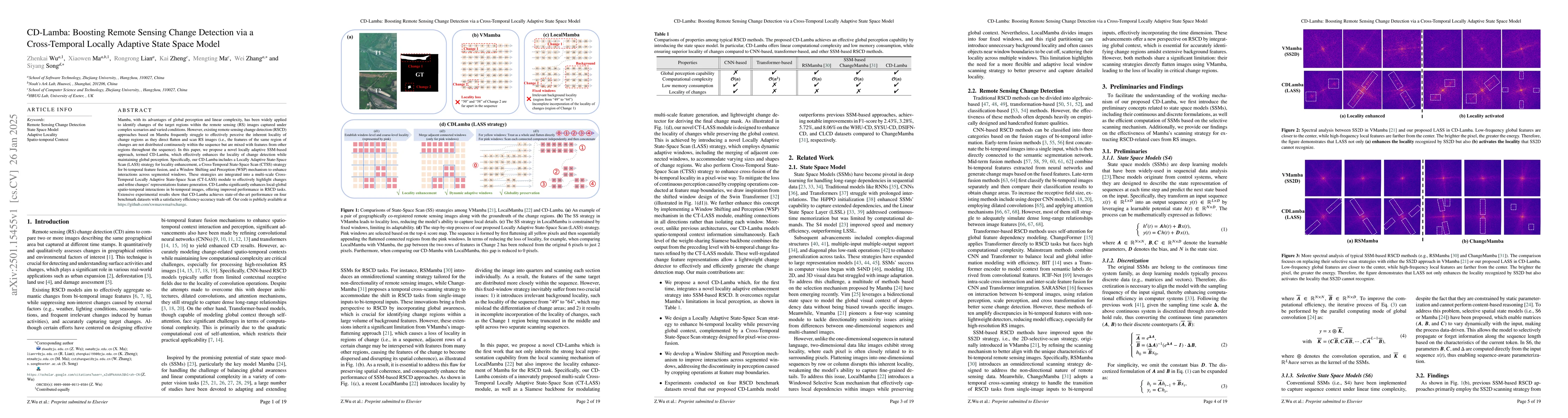 Thumbnail for CD-Lamba: Boosting Remote Sensing Change Detection via a Cross-Temporal
  Locally Adaptive State Space Model