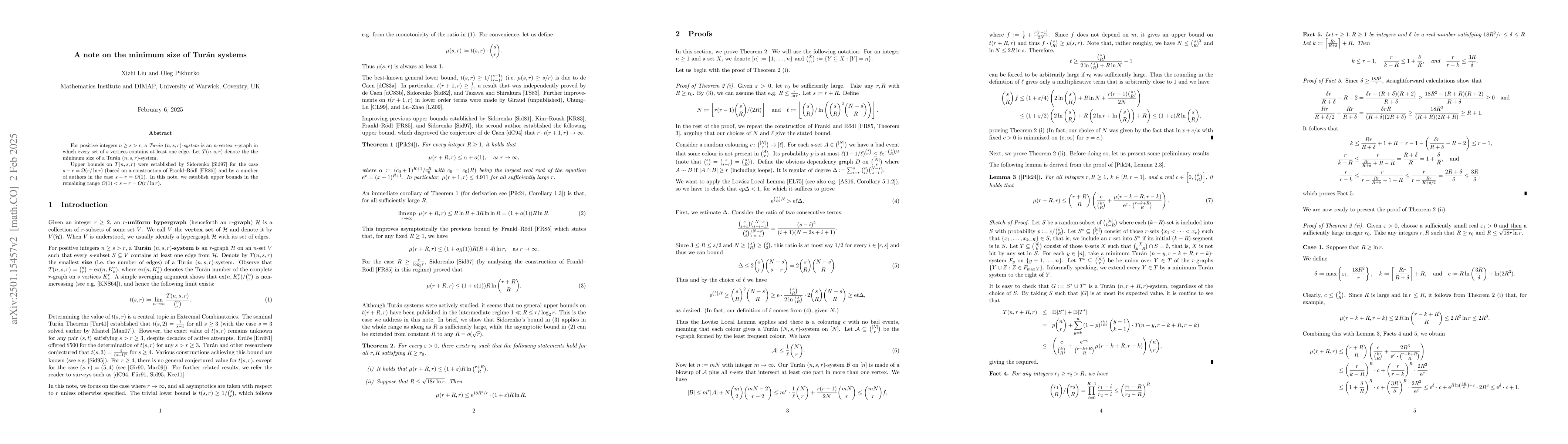 Thumbnail for A note on the minimum size of Turán systems