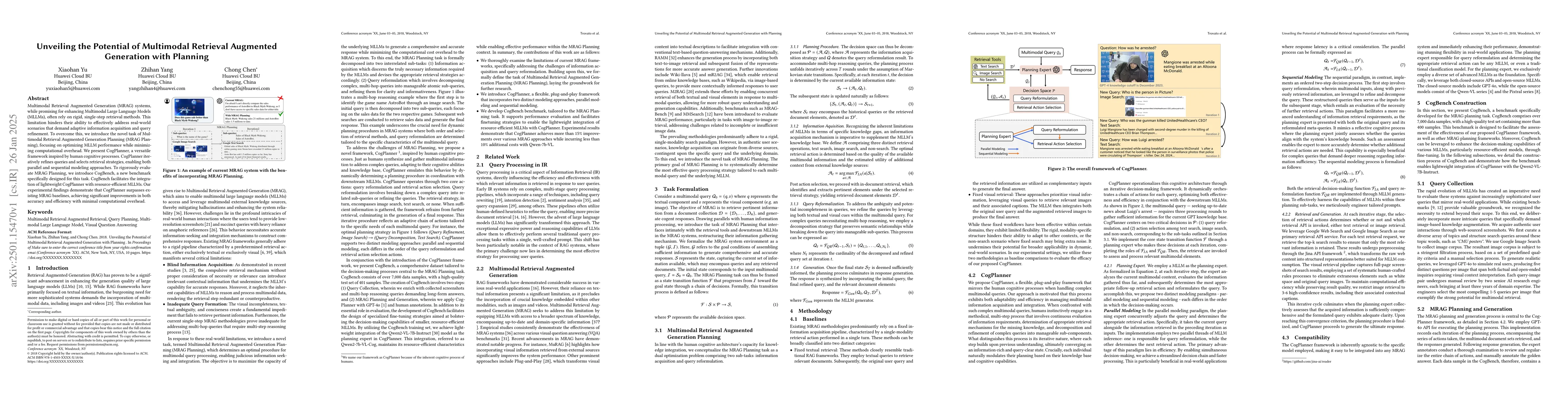 Thumbnail for Unveiling the Potential of Multimodal Retrieval Augmented Generation
  with Planning