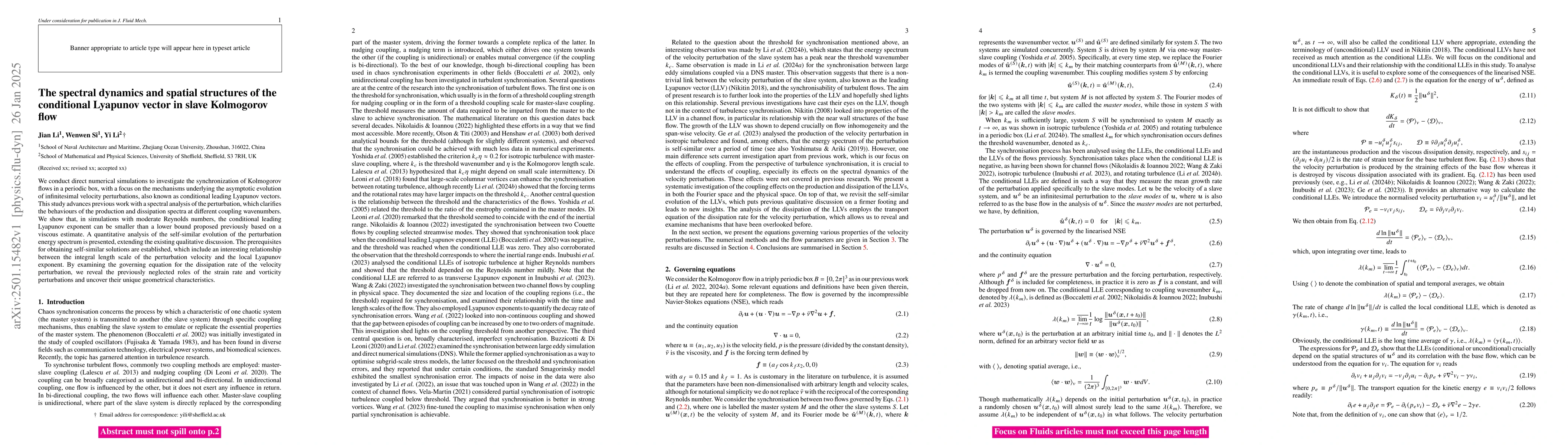 Thumbnail for The spectral dynamics and spatial structures of the conditional Lyapunov
  vector in slave Kolmogorov flow