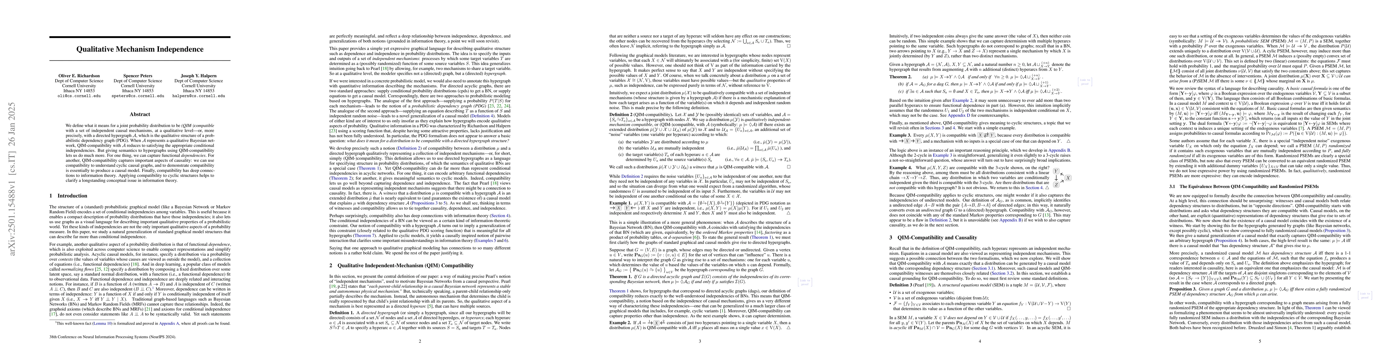 Thumbnail for Qualitative Mechanism Independence