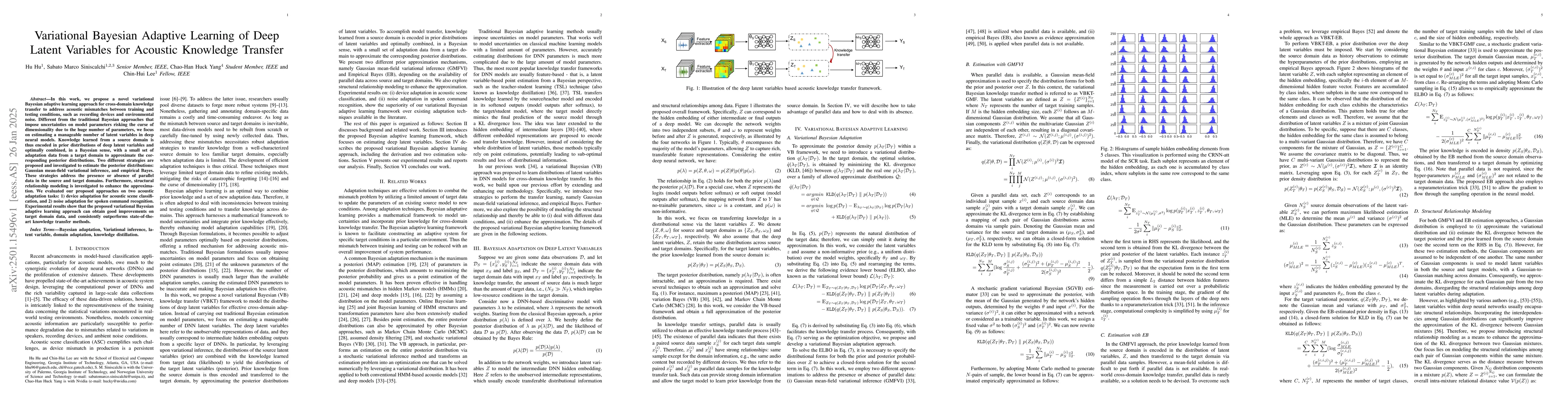 Thumbnail for Variational Bayesian Adaptive Learning of Deep Latent Variables for
  Acoustic Knowledge Transfer
