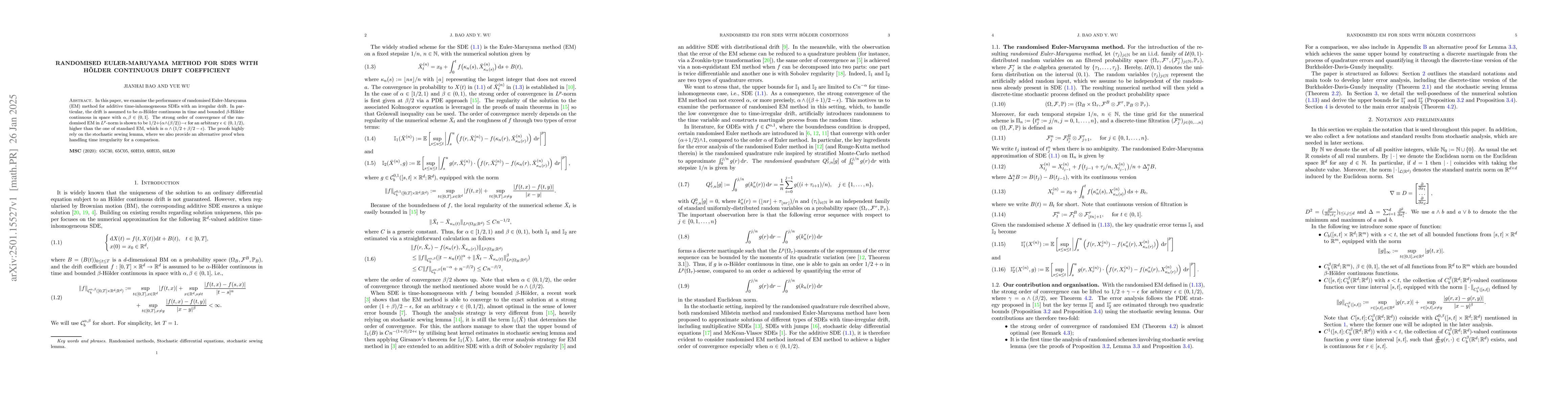 Thumbnail for Randomised Euler-Maruyama method for SDEs with Hölder continuous drift
  coefficient