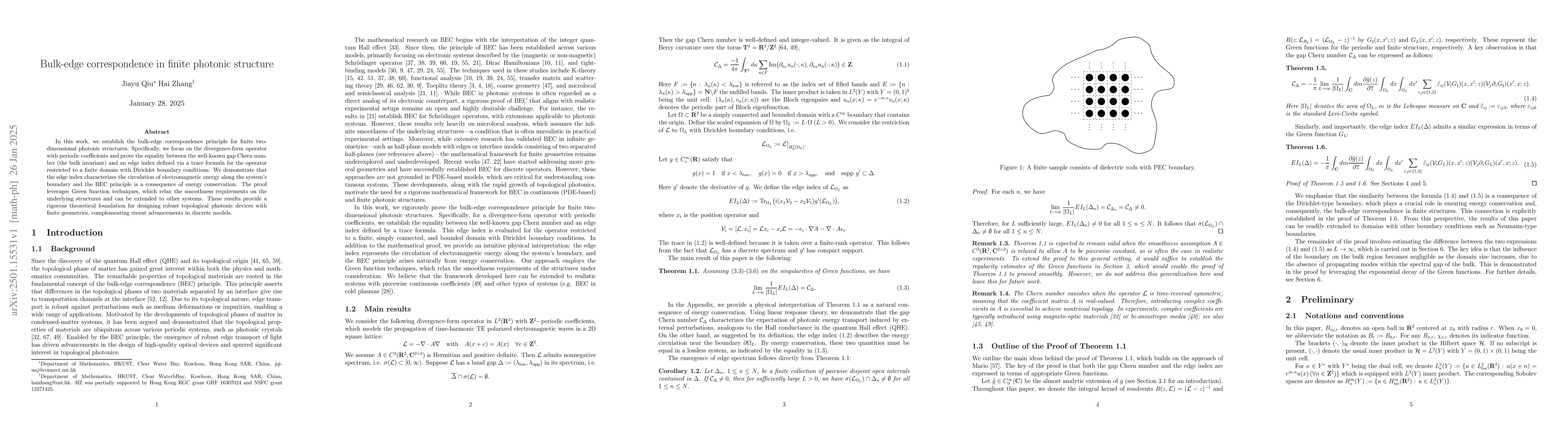 Thumbnail for Bulk-edge correspondence in finite photonic structure