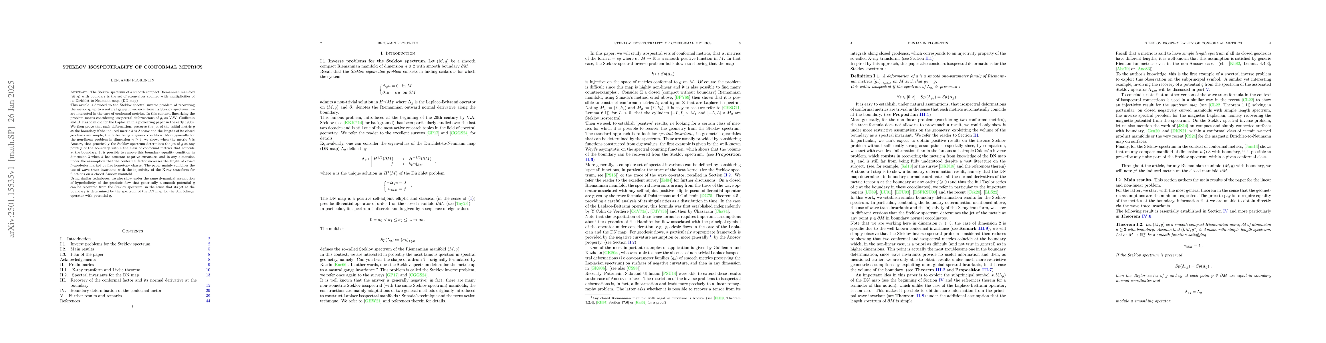 Thumbnail for Steklov isospectrality of conformal metrics