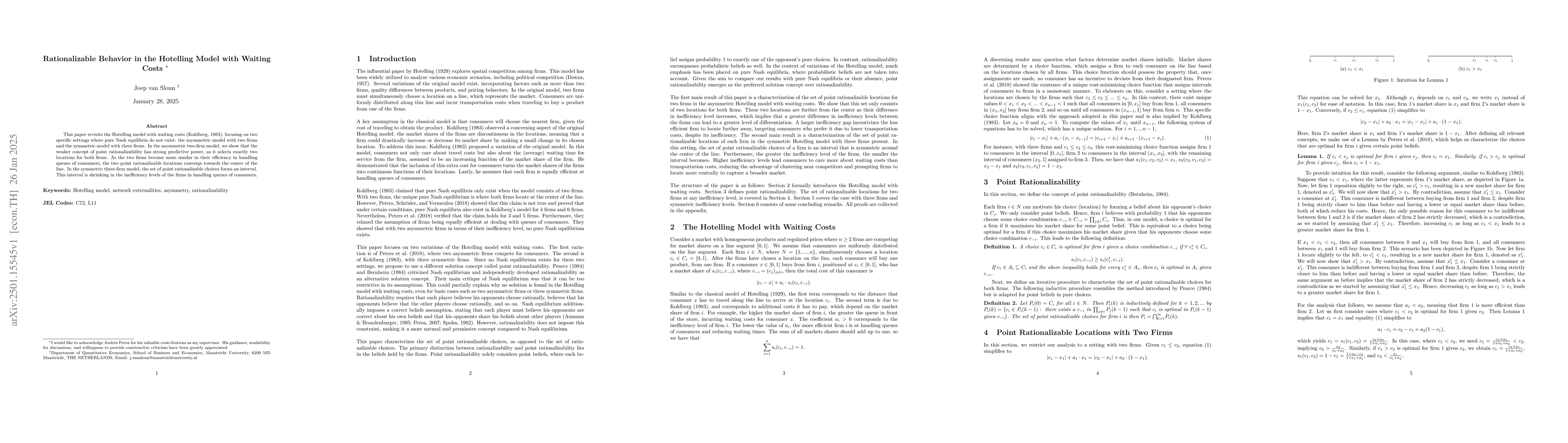 Thumbnail for Rationalizable Behavior in the Hotelling Model with Waiting Costs
