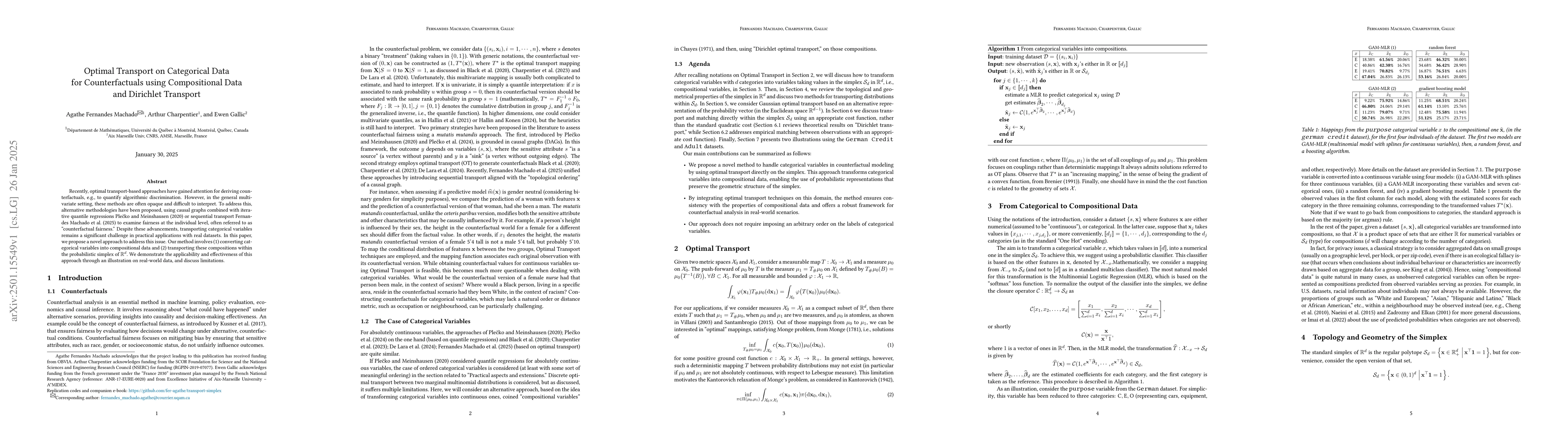 Thumbnail for Optimal Transport on Categorical Data for Counterfactuals using
  Compositional Data and Dirichlet Transport