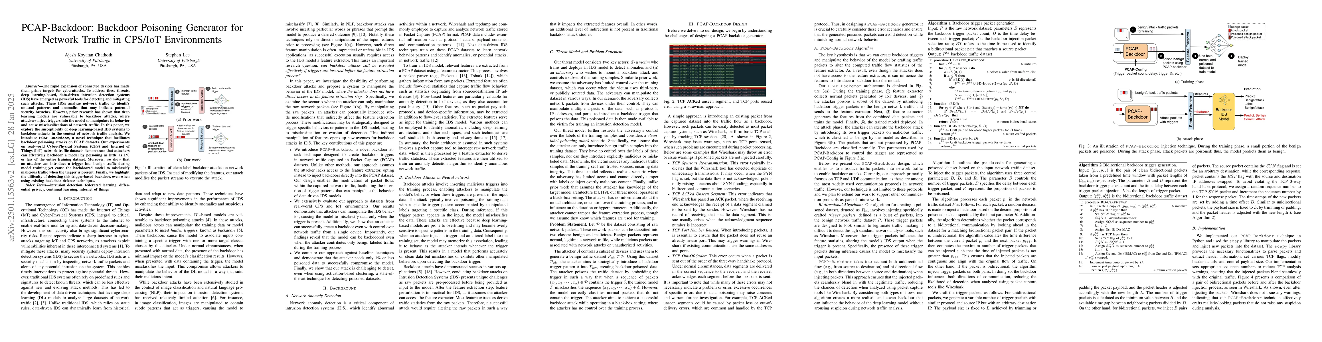 Thumbnail for PCAP-Backdoor: Backdoor Poisoning Generator for Network Traffic in
  CPS/IoT Environments