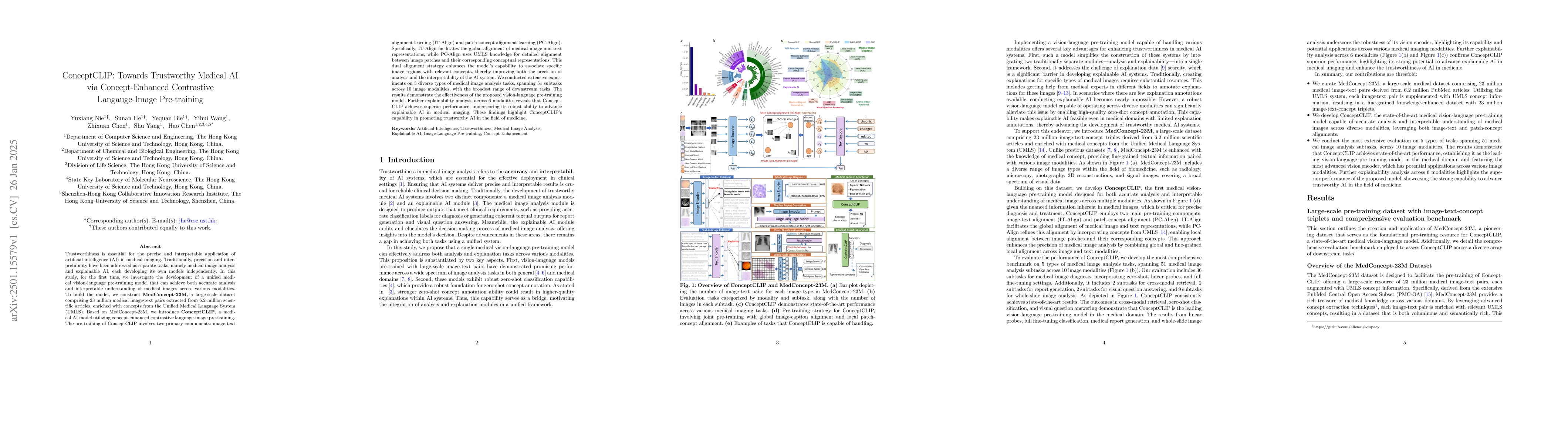 Thumbnail for ConceptCLIP: Towards Trustworthy Medical AI via Concept-Enhanced
  Contrastive Langauge-Image Pre-training