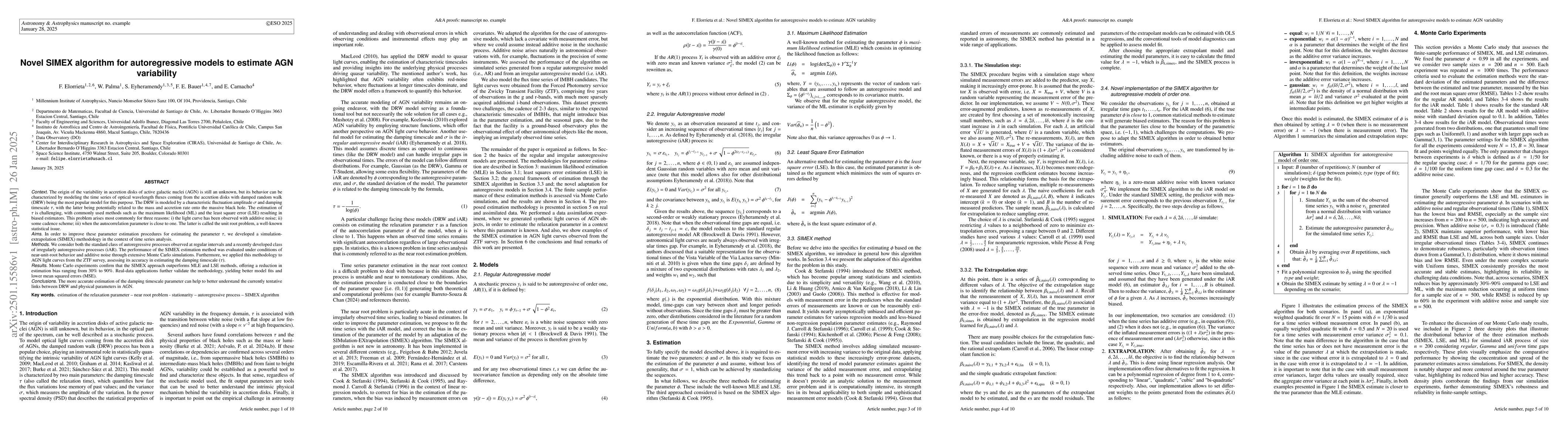 Thumbnail for Novel SIMEX algorithm for autoregressive models to estimate AGN
  variability