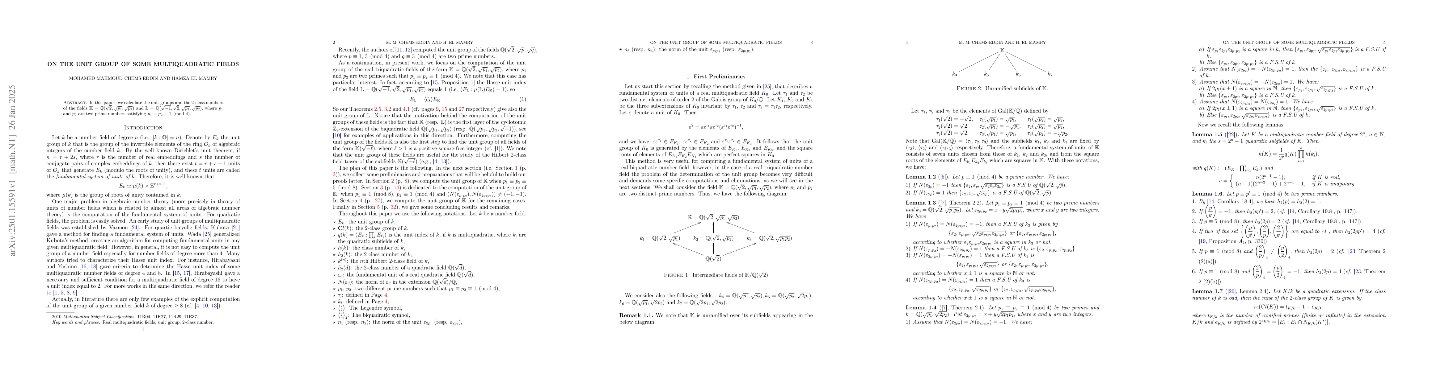 Thumbnail for On the unit group of some multiquadratic fields