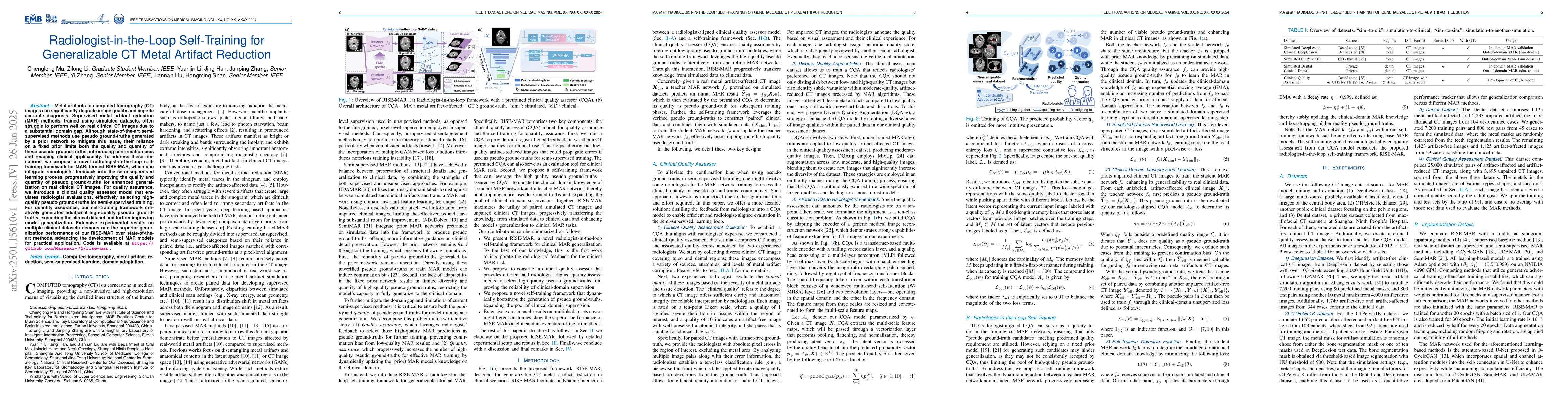 Thumbnail for Radiologist-in-the-Loop Self-Training for Generalizable CT Metal
  Artifact Reduction