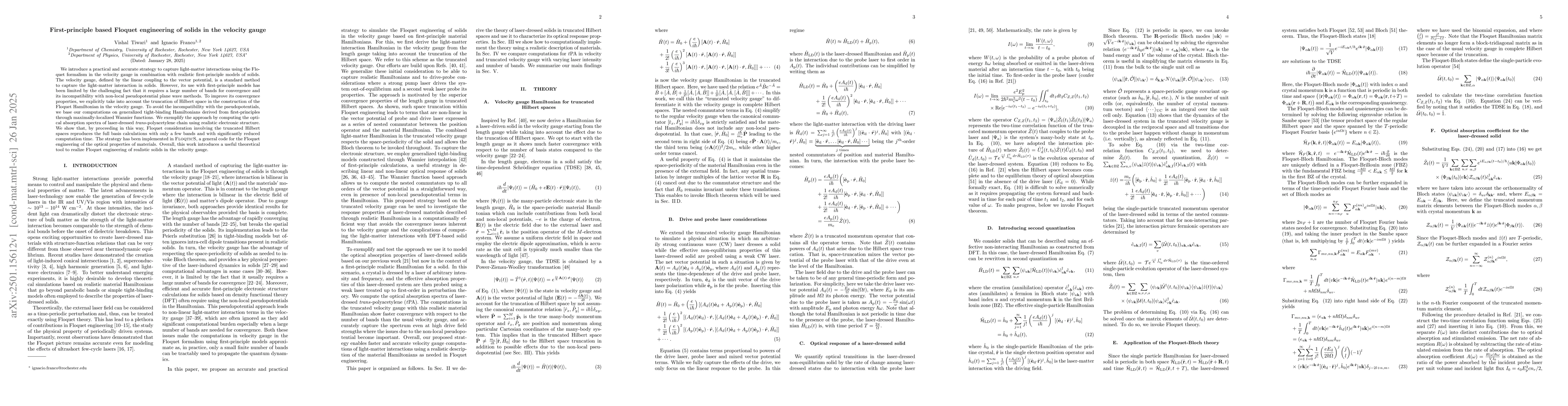 Thumbnail for First-principle based Floquet engineering of solids in the velocity
  gauge
